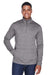 Devon & Jones DG798 Mens Newbury Fleece 1/4 Zip Sweatshirt w/ Pouch Pocket Heather Dark Grey Model Front