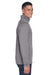 Devon & Jones DG798 Mens Newbury Fleece 1/4 Zip Sweatshirt w/ Pouch Pocket Heather Dark Grey Model Side