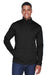 Devon & Jones DG798 Mens Newbury Fleece 1/4 Zip Sweatshirt w/ Pouch Pocket Heather Black Model Front