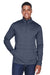 Devon & Jones DG798 Mens Newbury Fleece 1/4 Zip Sweatshirt w/ Pouch Pocket Heather Navy Blue Model Front