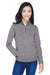 Devon & Jones DG798W Womens Newbury Fleece 1/4 Zip Sweatshirt w/ Pouch Pocket Heather Dark Grey Model Front