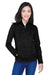 Devon & Jones DG798W Womens Newbury Fleece 1/4 Zip Sweatshirt w/ Pouch Pocket Heather Black Model Front