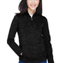 Devon & Jones Womens Newbury Fleece 1/4 Zip Sweatshirt w/ Pouch Pocket - Heather Black
