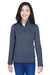 Devon & Jones DG798W Womens Newbury Fleece 1/4 Zip Sweatshirt w/ Pouch Pocket Heather Navy Blue Model Front