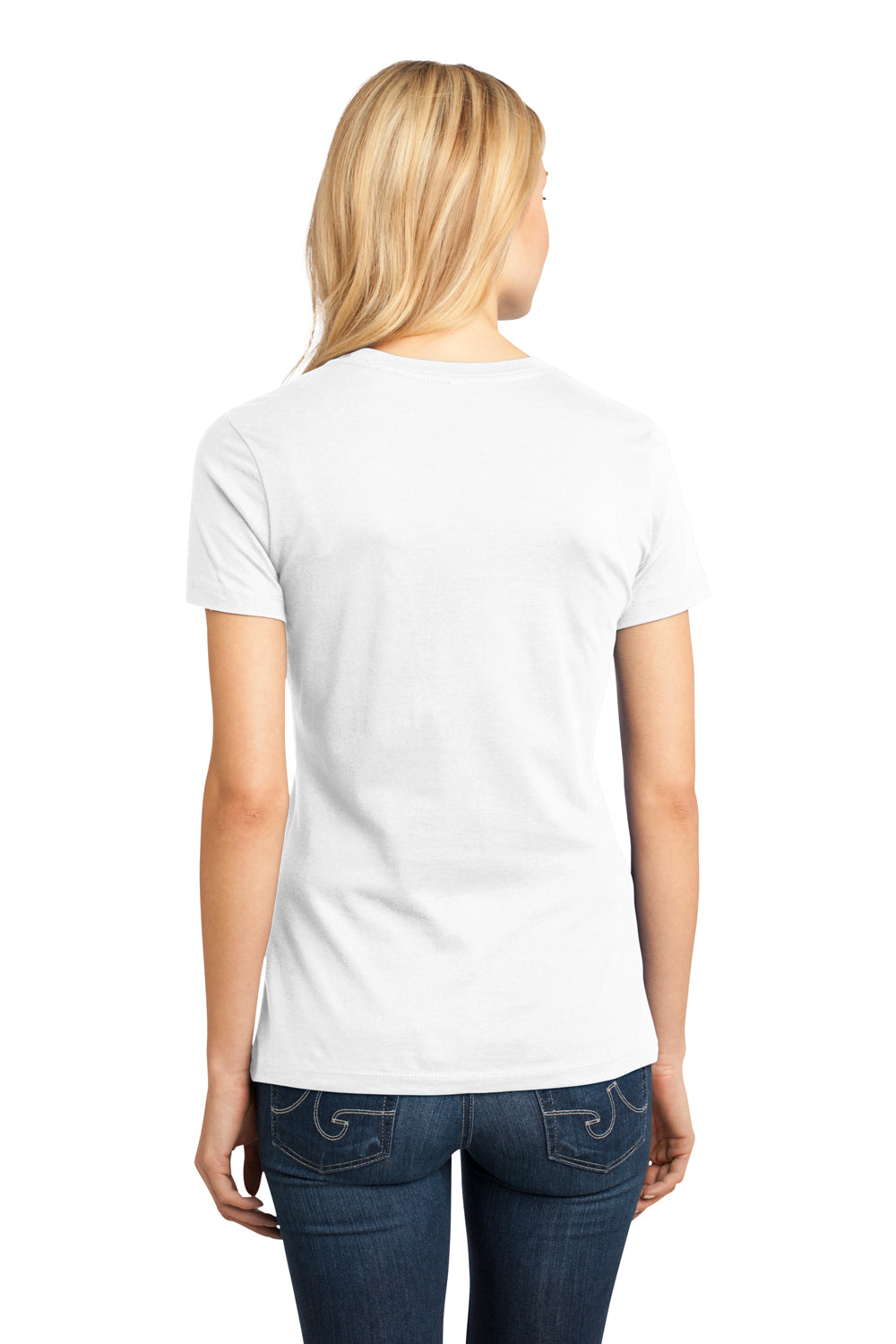 District DM104L Womens Perfect Weight Short Sleeve Crewneck T-Shirt Bright White Model Back