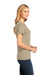 District DM104L Womens Perfect Weight Short Sleeve Crewneck T-Shirt Heather Latte Brown Model Side
