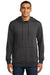 District DM391 Mens Fleece Hooded Sweatshirt Hoodie w/ Pouch Pocket Heather Black Model Front