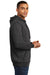 District DM391 Mens Fleece Hooded Sweatshirt Hoodie w/ Pouch Pocket Heather Black Model Side