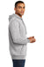 District DM391 Mens Fleece Hooded Sweatshirt Hoodie w/ Pouch Pocket Heather Grey Model Side