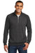 District DM392 Mens Fleece 1/4 Zip Sweatshirt w/ Pouch Pocket Heather Black Model Front