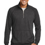 District Mens Fleece 1/4 Zip Sweatshirt w/ Pouch Pocket - Heather Black