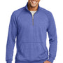 District Mens Fleece 1/4 Zip Sweatshirt w/ Pouch Pocket - Heather Deep Royal Blue