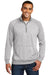 District DM392 Mens Fleece 1/4 Zip Sweatshirt w/ Pouch Pocket Heather Grey Model Front