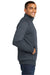 District DM392 Mens Fleece 1/4 Zip Sweatshirt w/ Pouch Pocket Heather Navy Blue Model Side