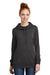 District DM493 Womens Fleece Hooded Sweatshirt Hoodie w/ Pouch Pocket Heather Black Model Front