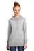 District DM493 Womens Fleece Hooded Sweatshirt Hoodie w/ Pouch Pocket Heather Grey Model Front