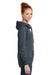 District DM493 Womens Fleece Hooded Sweatshirt Hoodie w/ Pouch Pocket Heather Navy Blue Model Side