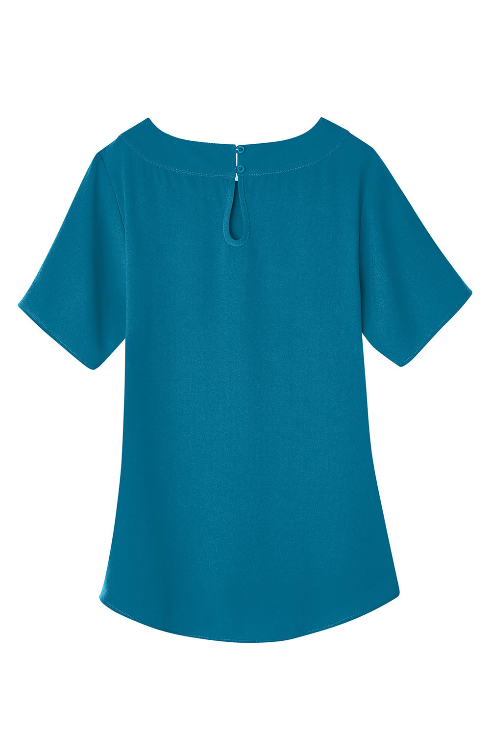 Devon & Jones DP613W Womens Perfect Fit Boat Neck Short Sleeve Blouse Dark Teal Blue Flat Back
