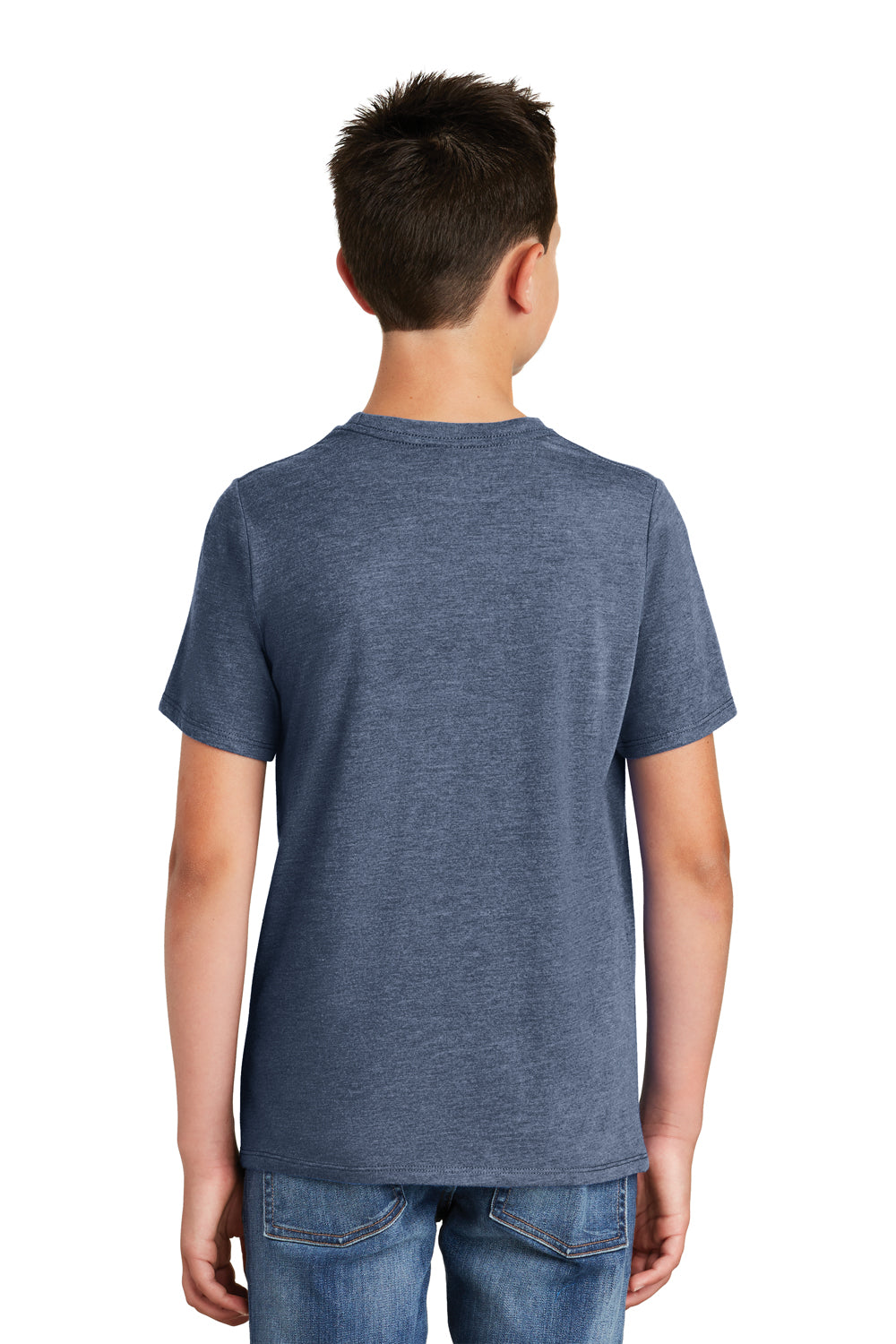 District DT130Y Youth Perfect Tri Short Sleeve Crewneck T-Shirt Navy Blue Frost Model Back