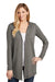 District DT156 Womens Perfect Tri Hooded Cardigan Sweater Grey Frost Model Front