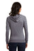 District DT2100 Womens Full Zip Hooded Sweatshirt Hoodie w/ Pockets Heather Dark Grey Model Back