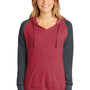 District Womens Fleece Hooded Sweatshirt Hoodie w/ Pouch Pocket - Heather Red/Charcoal Grey