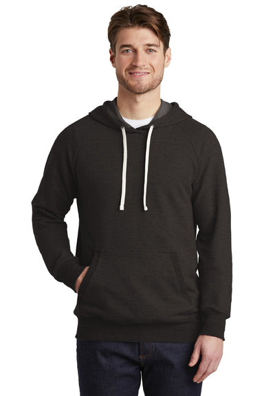 District DT355 Mens Perfect French Terry Hooded Sweatshirt Hoodie w/ Pouch Pocket Black Model Front