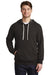District DT355 Mens Perfect French Terry Hooded Sweatshirt Hoodie w/ Pouch Pocket Black Model Front