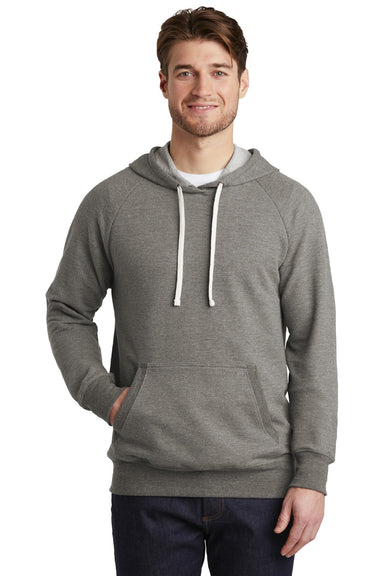 District DT355 Mens Perfect French Terry Hooded Sweatshirt Hoodie w/ Pouch Pocket Grey Frost Model Front