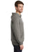 District DT355 Mens Perfect French Terry Hooded Sweatshirt Hoodie w/ Pouch Pocket Grey Frost Model Side