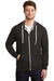 District DT356 Mens Perfect French Terry Full Zip Hooded Sweatshirt Hoodie w/ Pockets Black Model Front