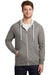 District DT356 Mens Perfect French Terry Full Zip Hooded Sweatshirt Hoodie w/ Pockets Grey Frost Model Front