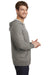 District DT356 Mens Perfect French Terry Full Zip Hooded Sweatshirt Hoodie w/ Pockets Grey Frost Model Side