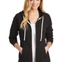District Womens Perfect French Terry Full Zip Hooded Sweatshirt Hoodie w/ Pockets - Black - Closeout