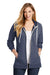District DT456 Womens Perfect French Terry Full Zip Hooded Sweatshirt Hoodie w/ Pockets New Navy Blue Model Front