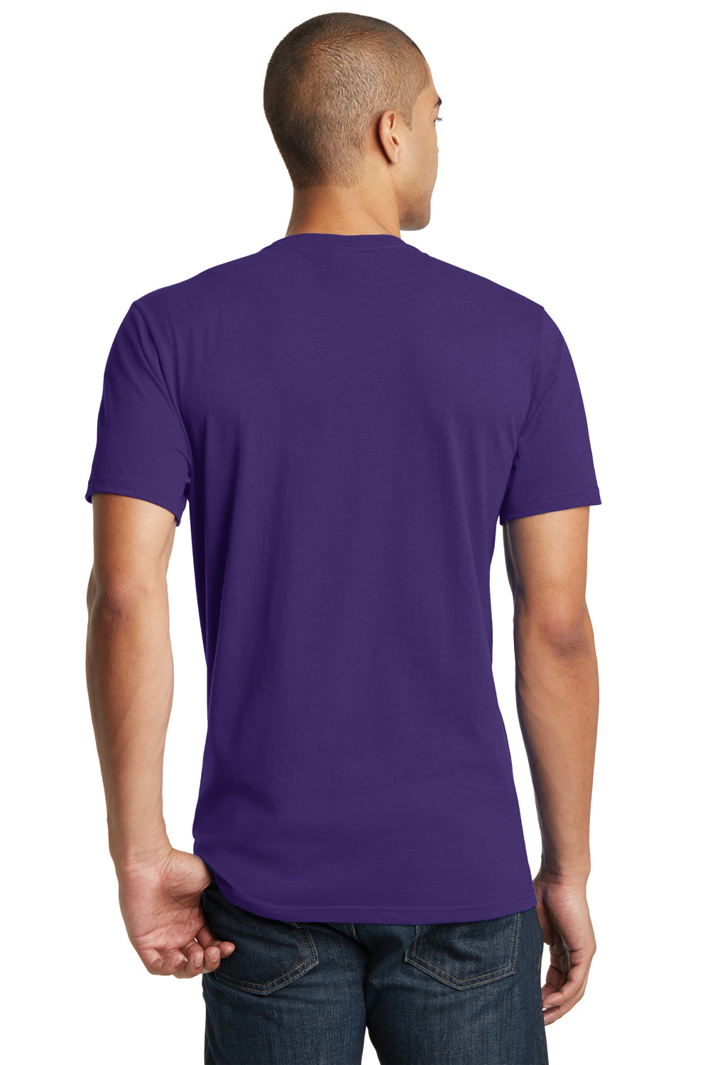 District DT5000 Mens The Concert Short Sleeve Crewneck T-Shirt Purple Model Back