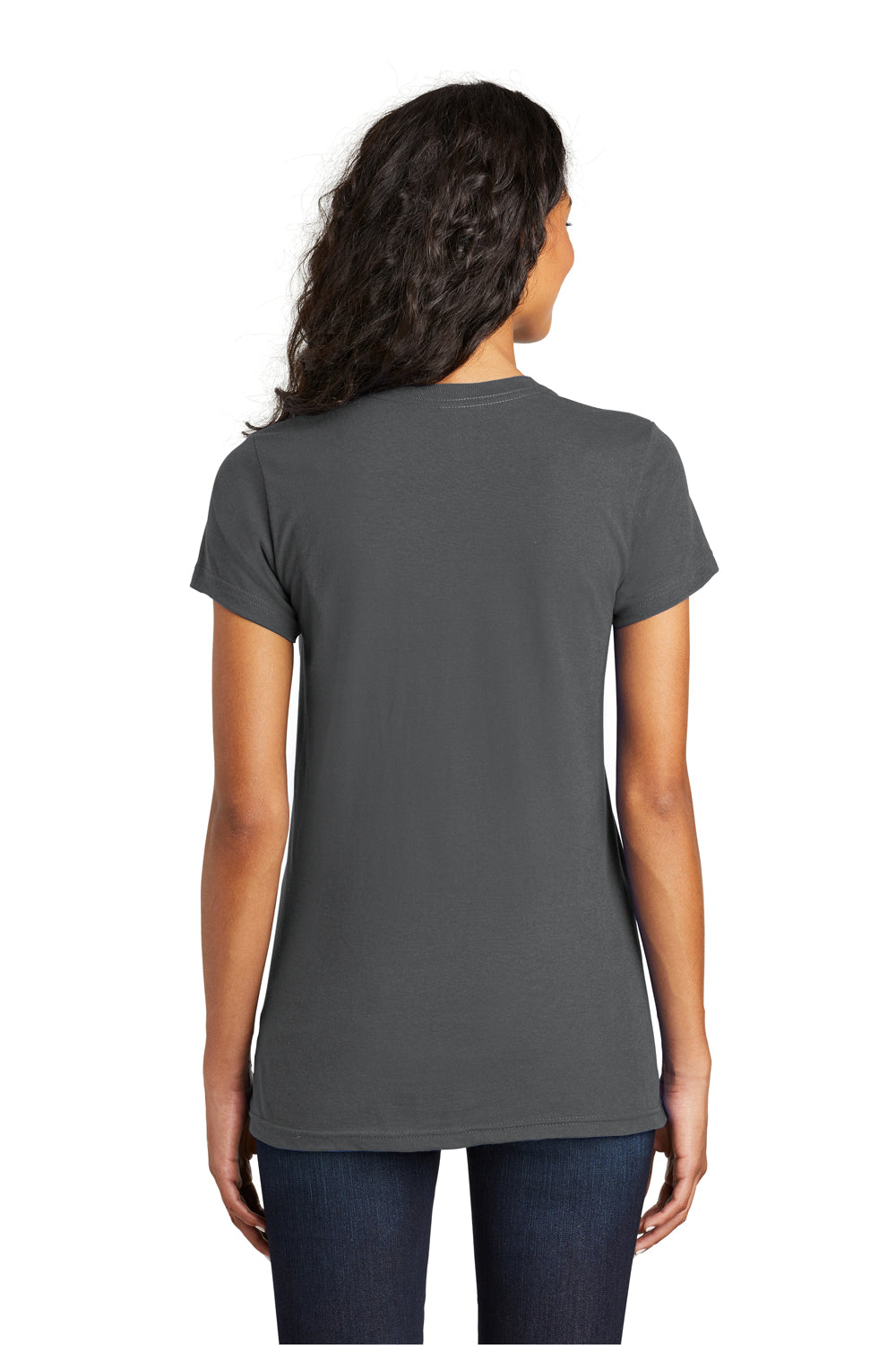 District DT5001 Womens The Concert Short Sleeve Crewneck T-Shirt Charcoal Grey Model Back