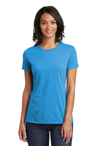 District DT6002 Womens Very Important Short Sleeve Crewneck T-Shirt Heather Bright Turquoise Blue Model Front