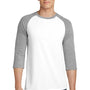District Mens Very Important 3/4 Sleeve Crewneck T-Shirt - White/Heather Light Grey - Closeout
