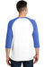 District DT6210 Mens Very Important 3/4 Sleeve Crewneck T-Shirt White/Royal Blue Frost Model Back