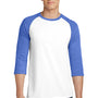 District Mens Very Important 3/4 Sleeve Crewneck T-Shirt - White/Royal Blue Frost - Closeout