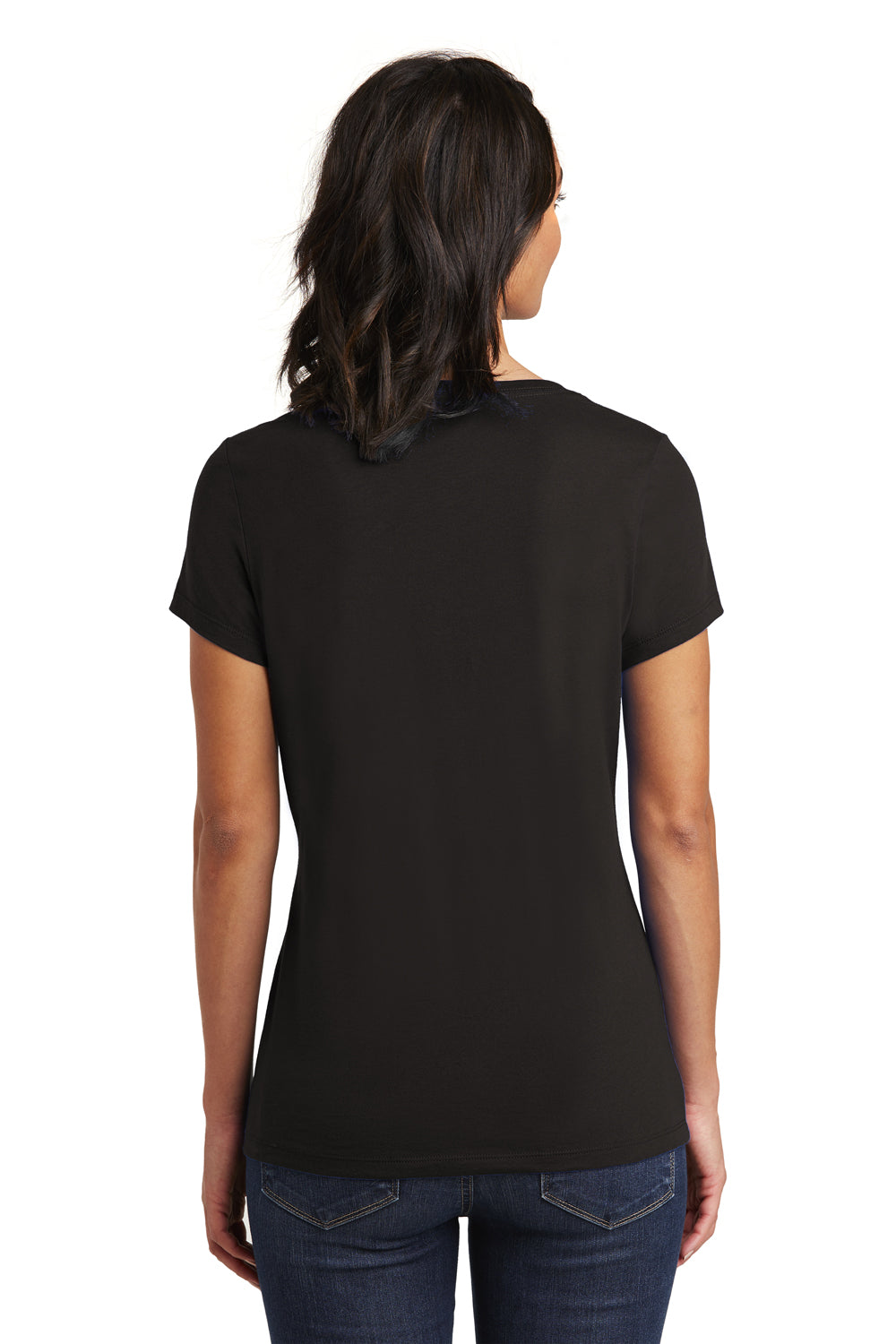 District DT6503 Womens Very Important Short Sleeve V-Neck T-Shirt Black Model Back