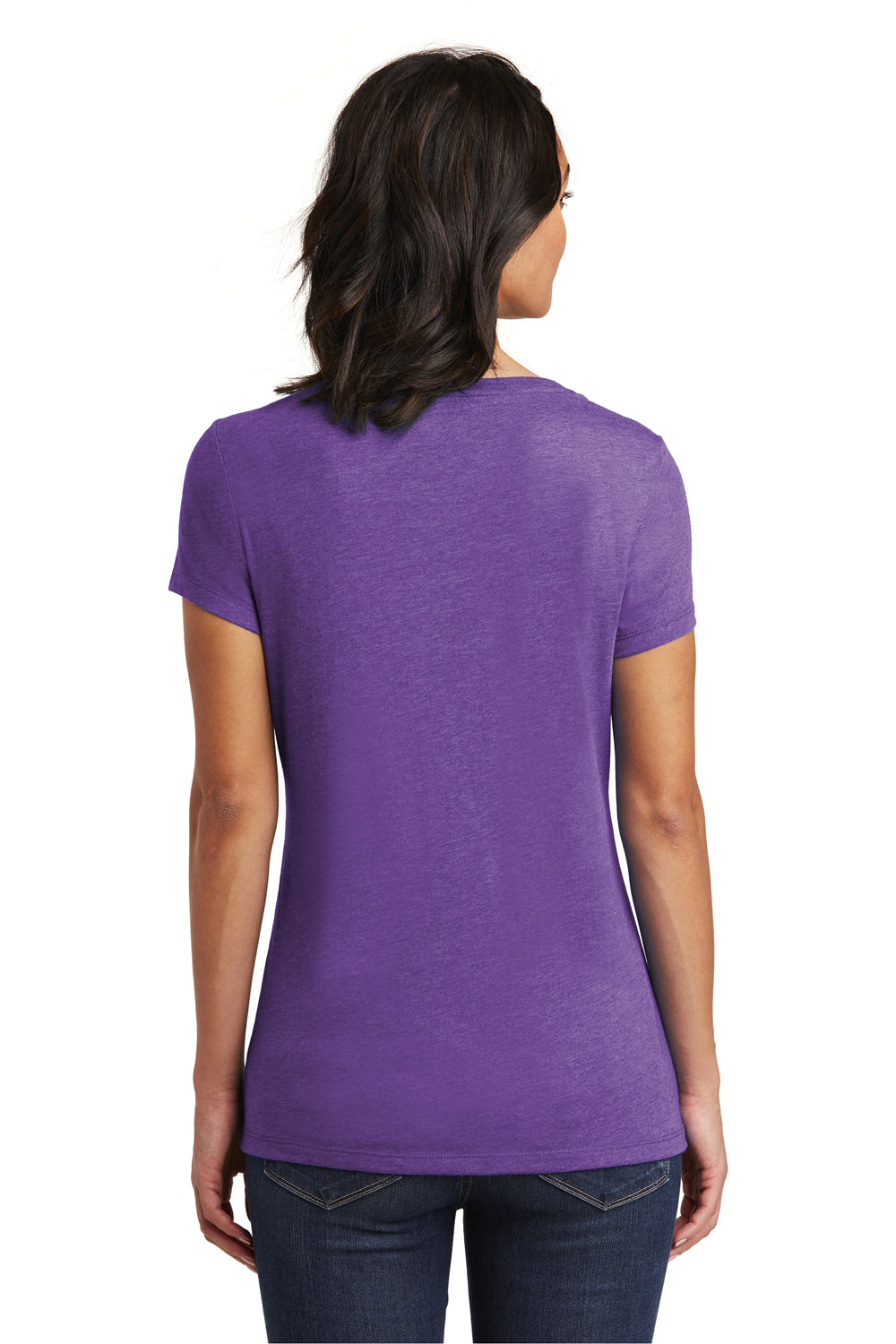 District DT6503 Womens Very Important Short Sleeve V-Neck T-Shirt Heather Purple Model Back