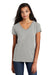 District DT664 Womens Medal Short Sleeve V-Neck T-Shirt Light Grey Model Front