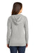District DT665 Womens Medal Full Zip Hooded Sweatshirt Hoodie w/ Pockets Light Grey Model Back