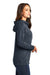 District DT665 Womens Medal Full Zip Hooded Sweatshirt Hoodie w/ Pockets New Navy Blue Model Side