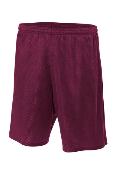 A4 N5293 Mens Moisture Wicking Mesh Shorts Maroon Flat Front