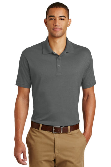 Eddie Bauer EB102 Mens Performance UPF 30+ Short Sleeve Polo Shirt Steel Grey Model Front