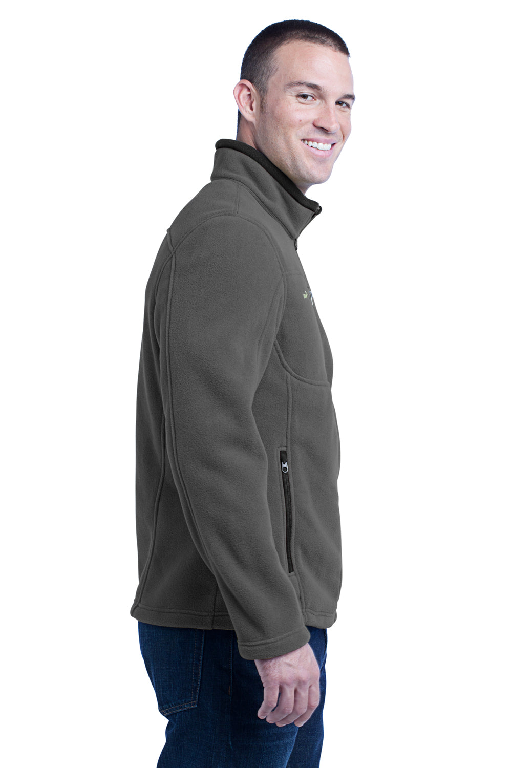 Eddie Bauer EB200 Mens Full Zip Fleece Jacket Steel Grey Model Side