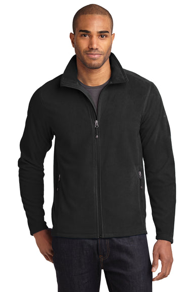 Eddie Bauer EB224 Mens Pill Resistant Microfleece Full Zip Jacket Black Model Front